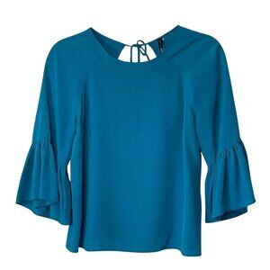 Plenty by Tracy Reese Teal Bell Ruffle 3/4 Sleeve Top Sz. XS